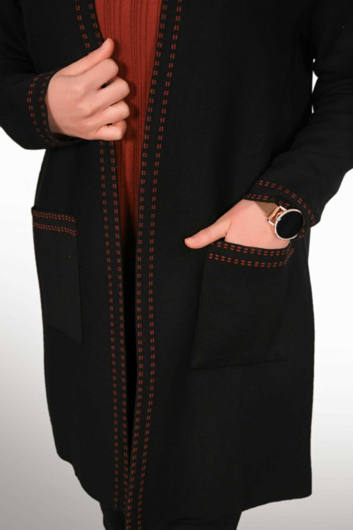 خرید پستی ژاکت بافتی زنانه پارچه نخی برند Tütsü Triko رنگ مشکی کد ty78654080
