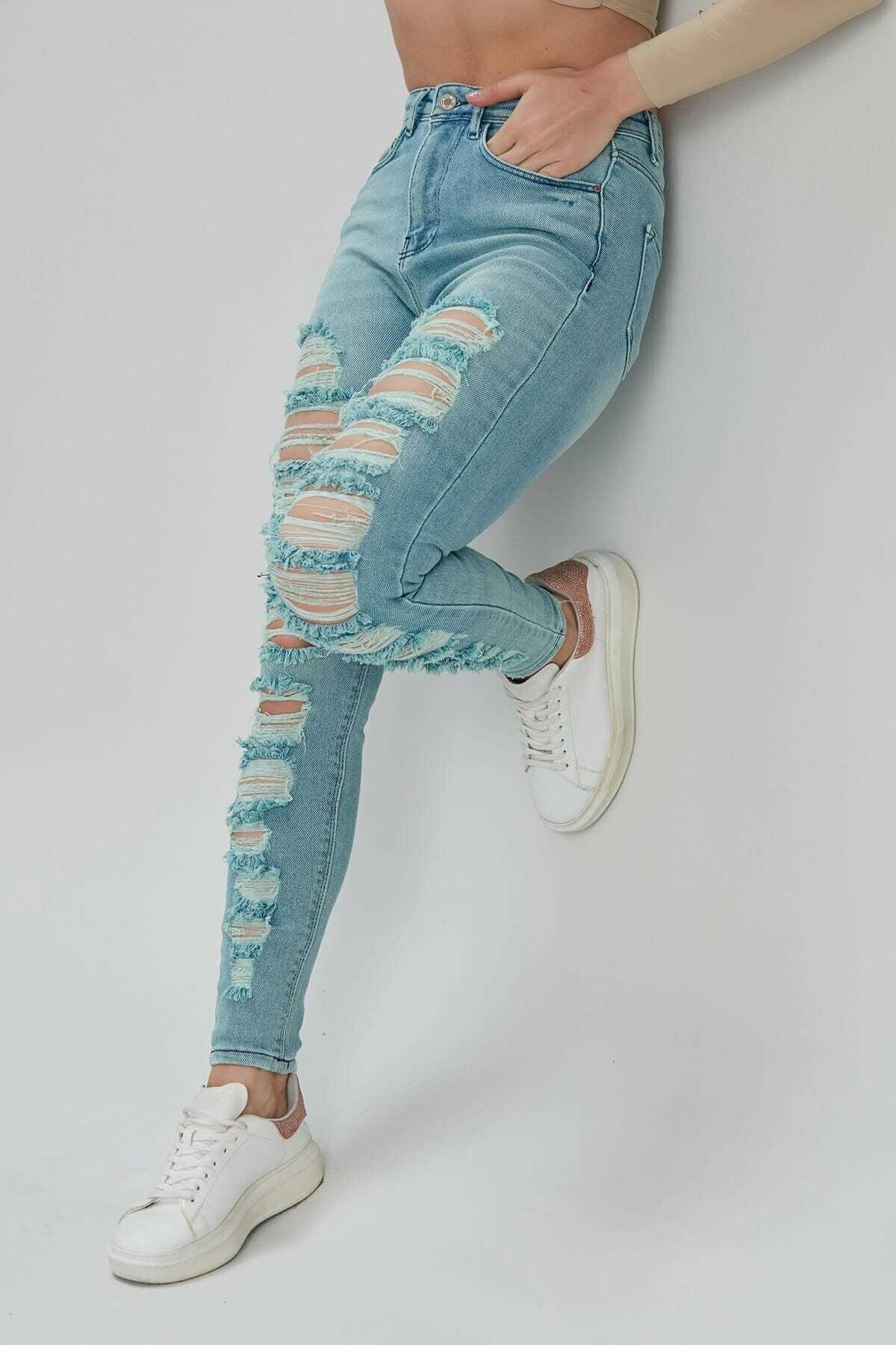 فروش اینترنتی شلوار جین زنانه با قیمت شیک Modaca رنگ لاجوردی کد ty92070841