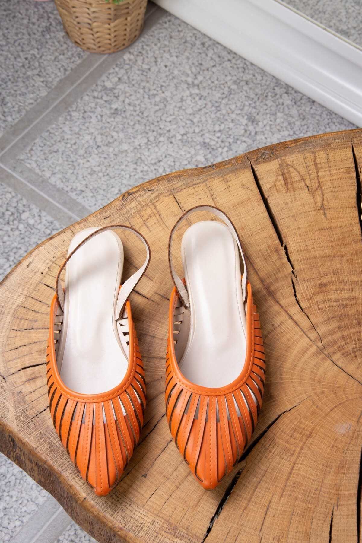 کفش بابت زنانه ساده شیک Fox Shoes رنگ نارنجی کد ty96049632