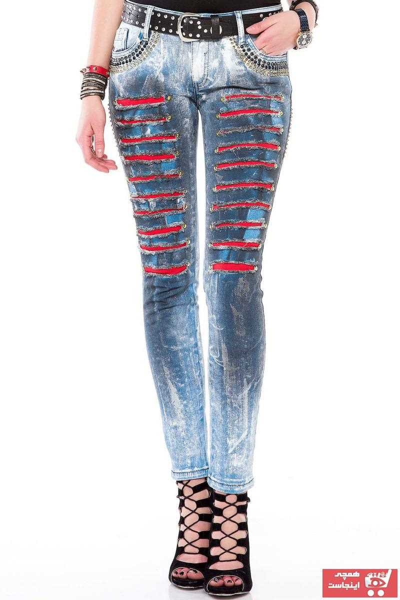 خرید نقدی شلوار جین پاییزی زنانه شیک Cipo&Baxx رنگ آبی کد ty32525513