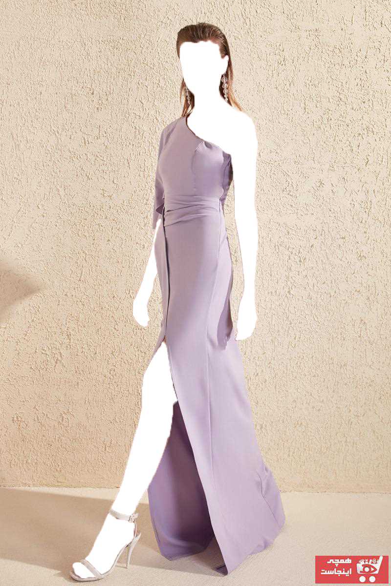 لباس مجلسی زنانه طرح دار مارک ترندیول میلا رنگ بنفش کد ty34856208