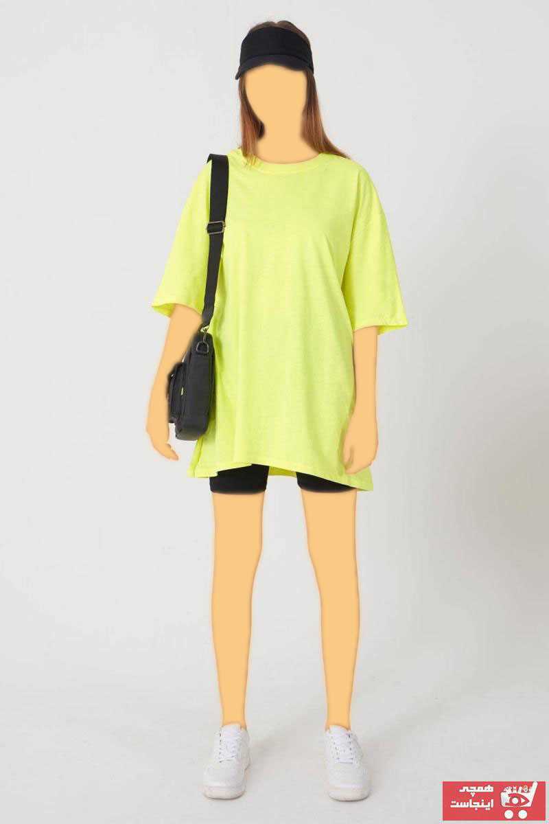 فروش تیشرت زنانه حراجی برند Addax رنگ زرد ty37503594