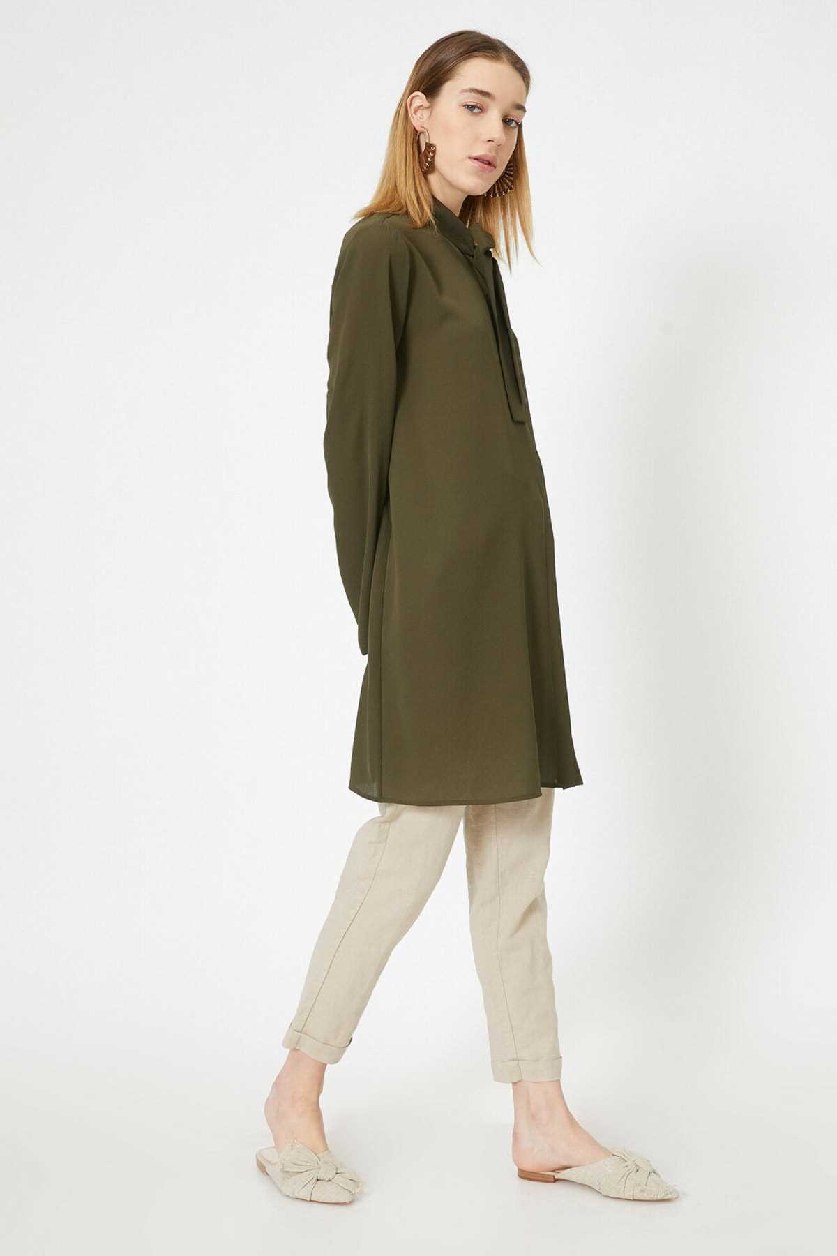 فروش تونیک زنانه شیک و جدید برند کوتون رنگ خاکی کد ty37618799