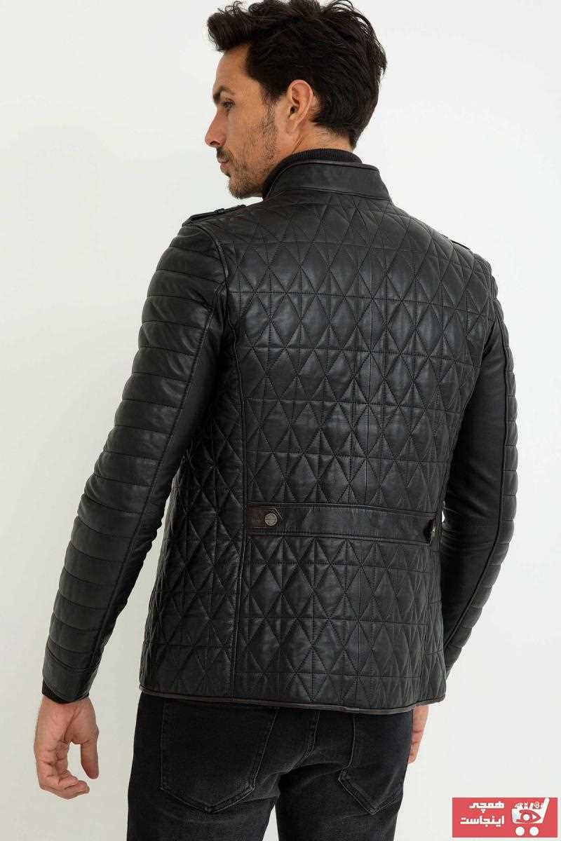 خرید ژاکت چرم از ترکیه مارک پیرکاردین رنگ مشکی کد ty48061589