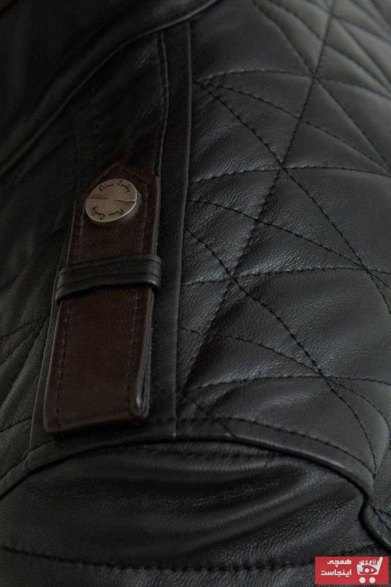 خرید ژاکت چرم از ترکیه مارک پیرکاردین رنگ مشکی کد ty48061589