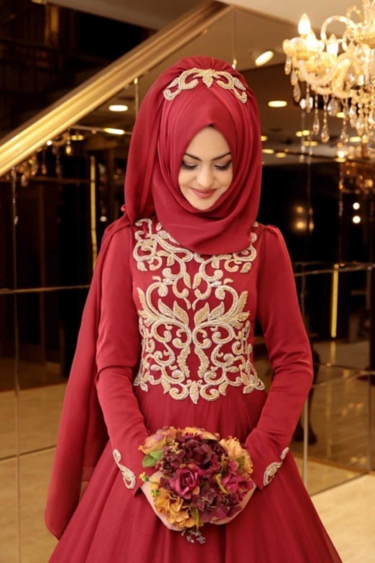 لباس مجلسی زنانه ترک برند PINAR ŞEMS رنگ زرشکی ty52590517