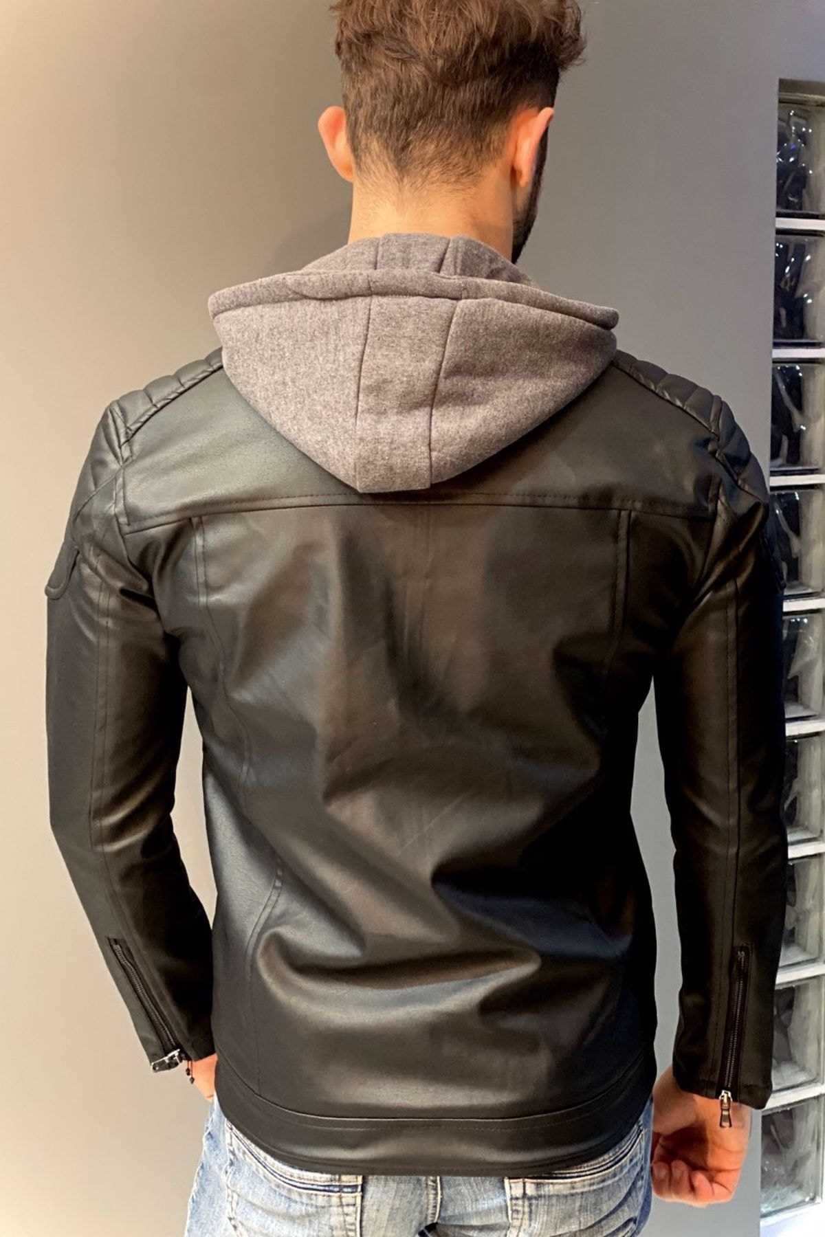 خرید انلاین ژاکت چرم مردانه طرح دار شیک Jaglion رنگ مشکی کد ty57402561