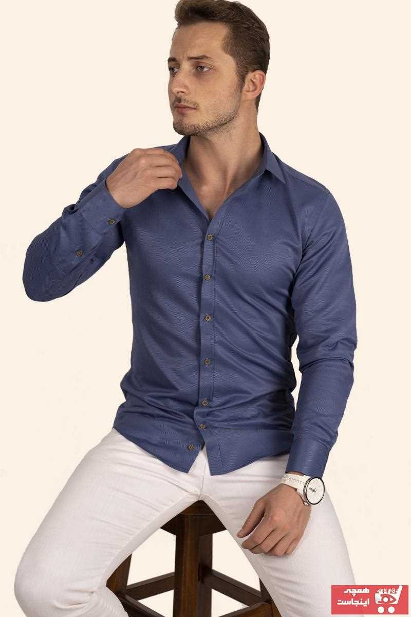 پیراهن اسپرت مردانه نخی برند Etikmen رنگ آبی کد ty57591240