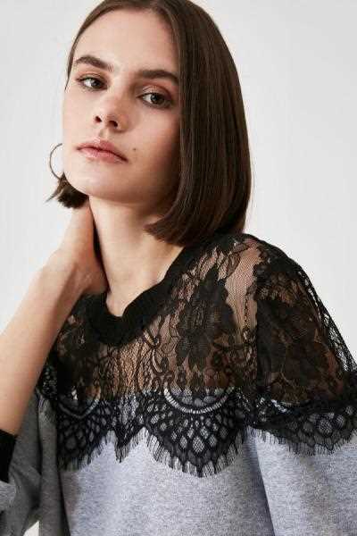 خرید انلاین سویشرت جدید زنانه شیک برند TRENDYOLMİLLA رنگ نقره ای کد ty59408577