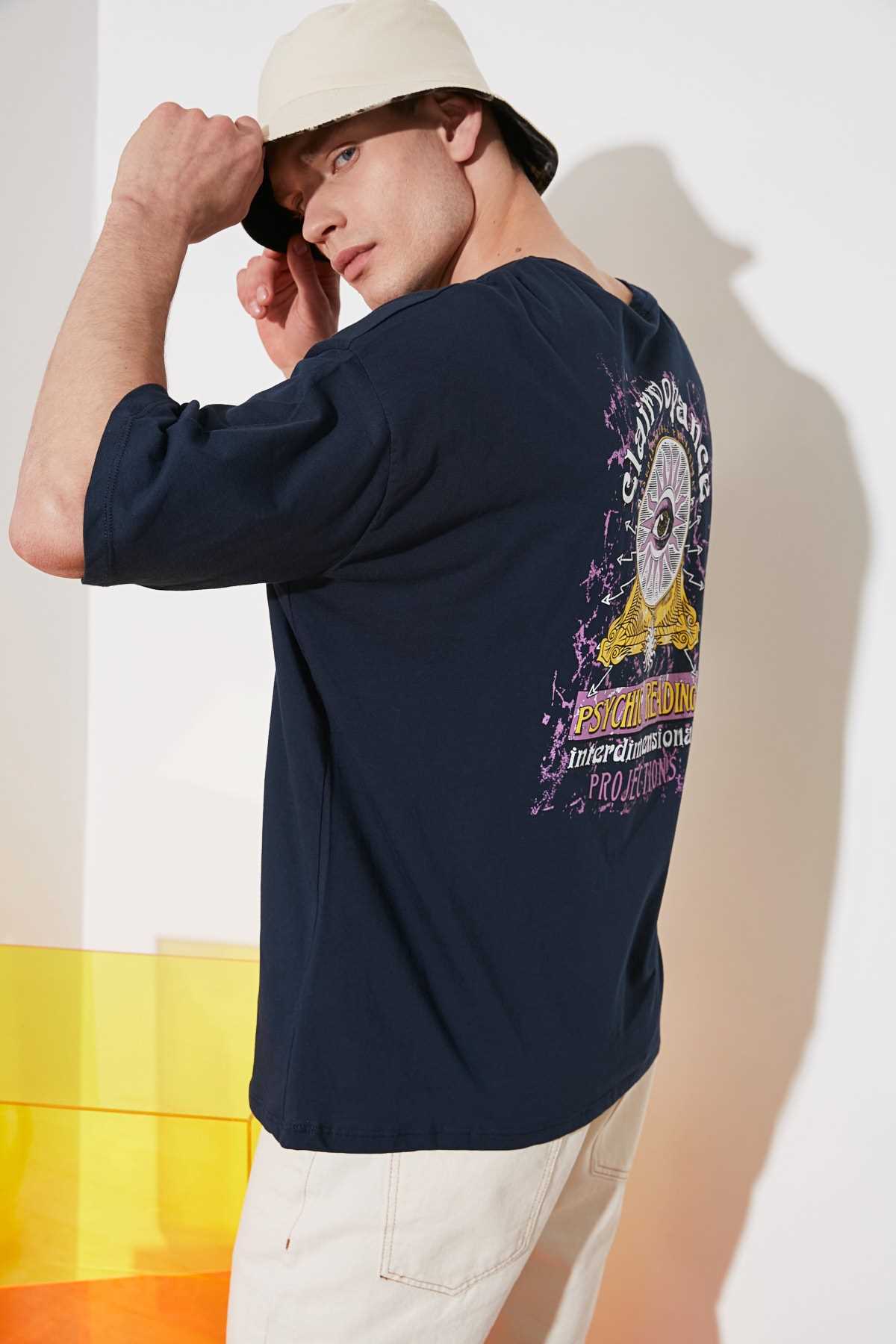 خرید اینترنتی تی شرت خاص مردانه مارک ترندیول مرد رنگ لاجوردی کد ty97062004