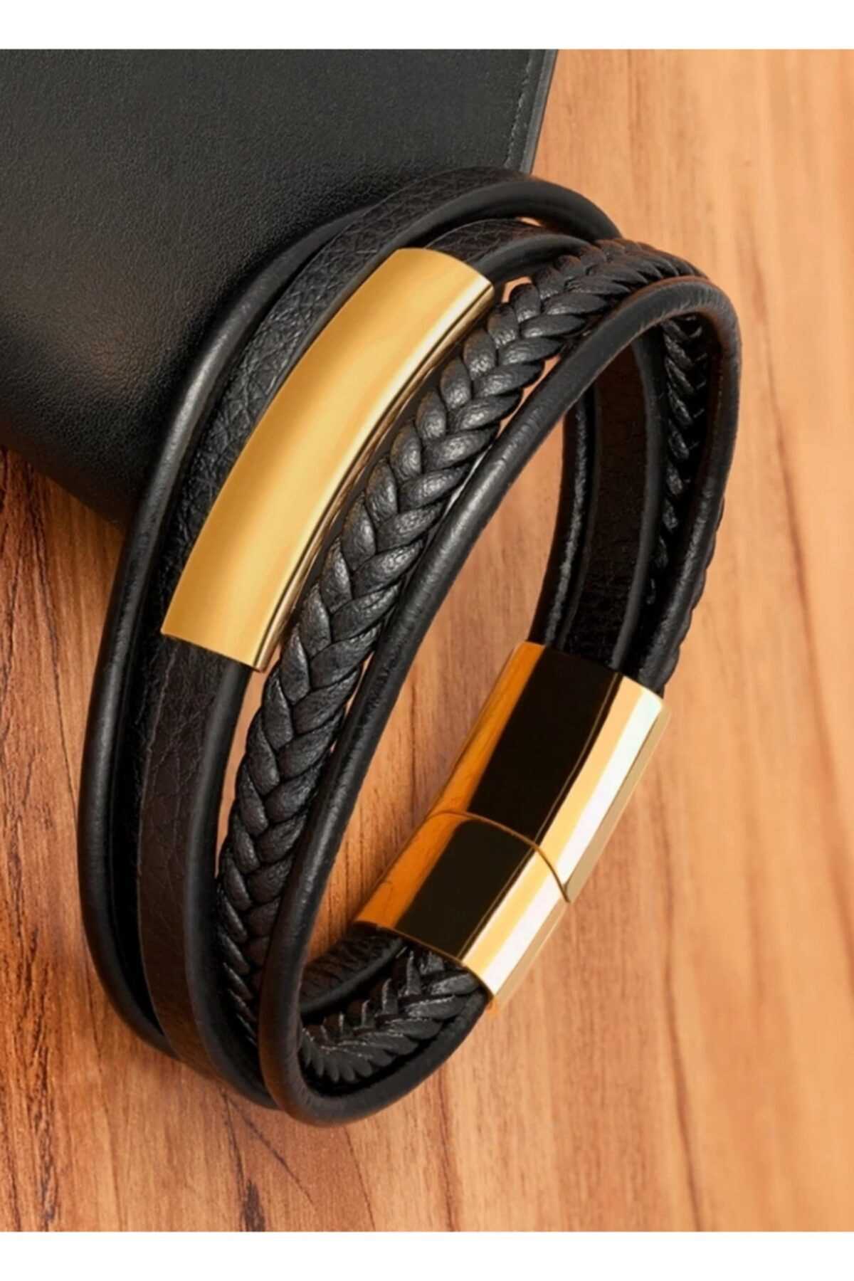 خرید پستی دستبند مردانه جدید شیک Gogoey رنگ طلایی ty213313245