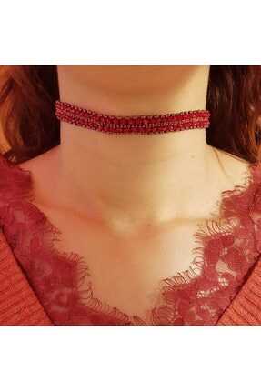 گردنبند چوکر زنانه طرح جدید برند Handmade By HLY رنگ زرشکی ty222997323