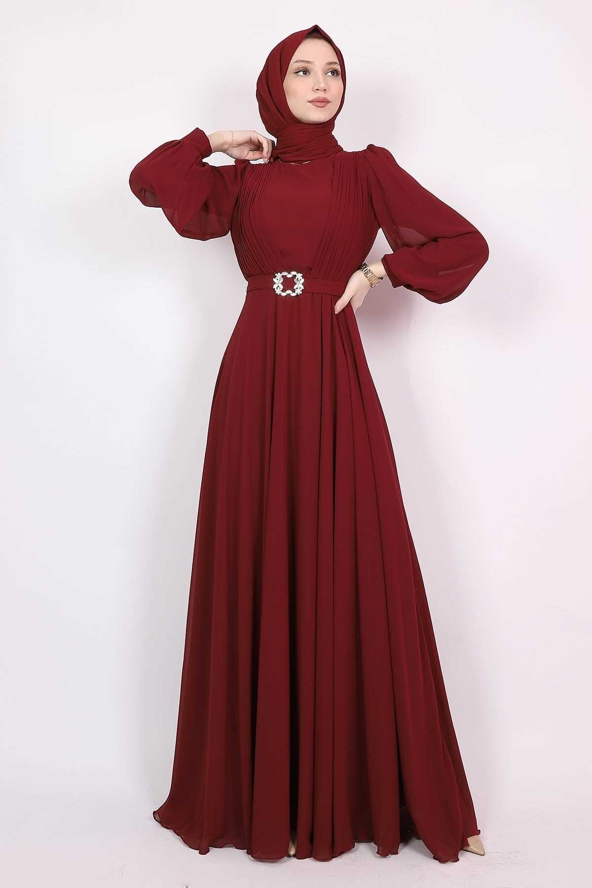 لباس مجلسی زنانه اسلامی مدل جدید برند Modarana رنگ زرشکی ty136869864