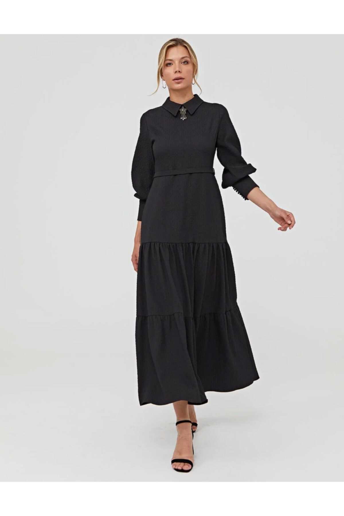 خرید اینترنتی پیراهن اسلامی زنانه شیک برند Kayra رنگ مشکی کد ty147803236