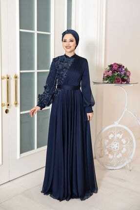 خرید پستی لباس مجلسی اسلامی زنانه جدید برند Dress Life رنگ لاجوردی کد ty221679760