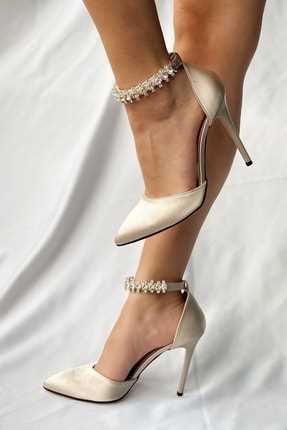 خرید مستقیم کفش پاشنه بلند زنانه برند Nil Shoes رنگ بژ کد ty116776306