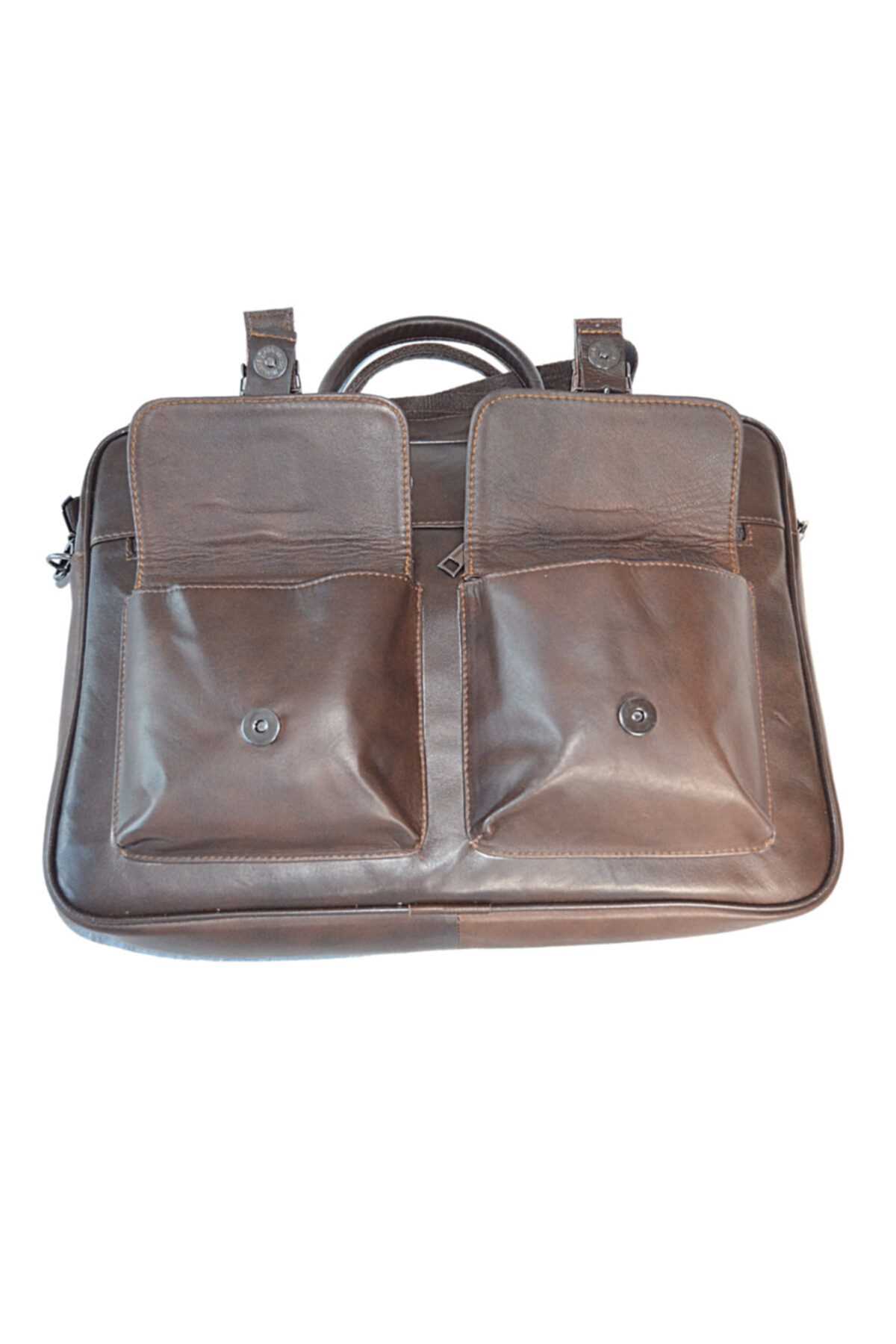 فروش کیف لپ تاپ چرم طبیعی برند Leathertica رنگ قهوه ای کد ty96873259
