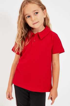 خرید انلاین پولو شرت جدید بچه گانه دخترانه شیک برند TRENDYOLKIDS رنگ قرمز ty127446287