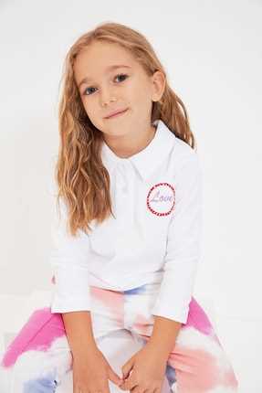 پولو شرت بچه گانه دخترانه مارک برند TRENDYOLKIDS رنگ سفید ty127469389