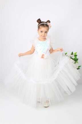 لباس مجلسی دخترانه فروشگاه اینترنتی برند ÖFİ Kids رنگ سفید ty182116206