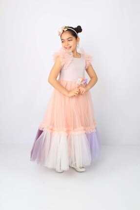 خرید انلاین لباس مجلسی جدید دخترانه شیک برند ÖFİ Kids رنگ صورتی ty206441121
