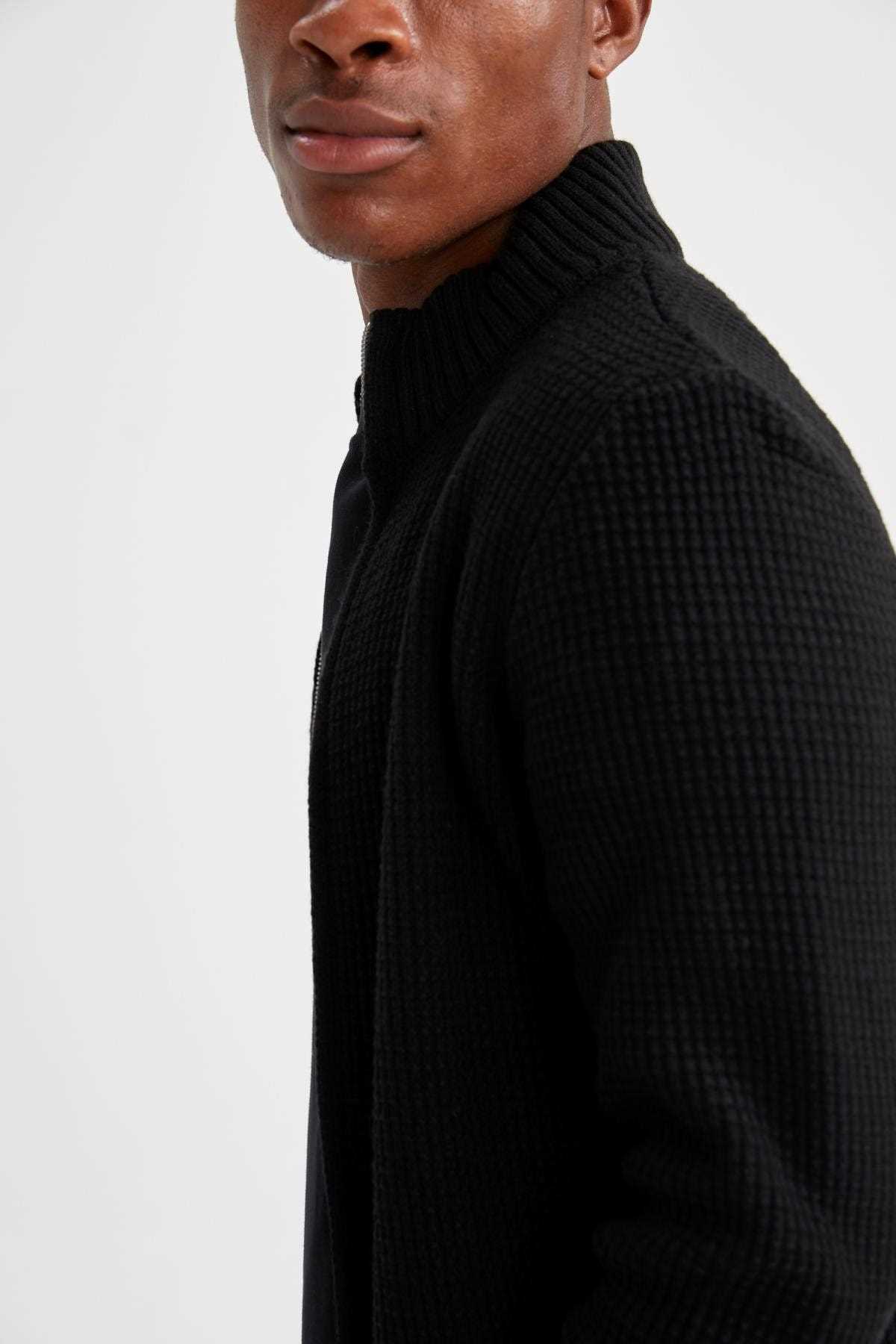خرید مدل ژاکت بافتی مردانه برند دفاکتو ترکیه رنگ مشکی ty132879226