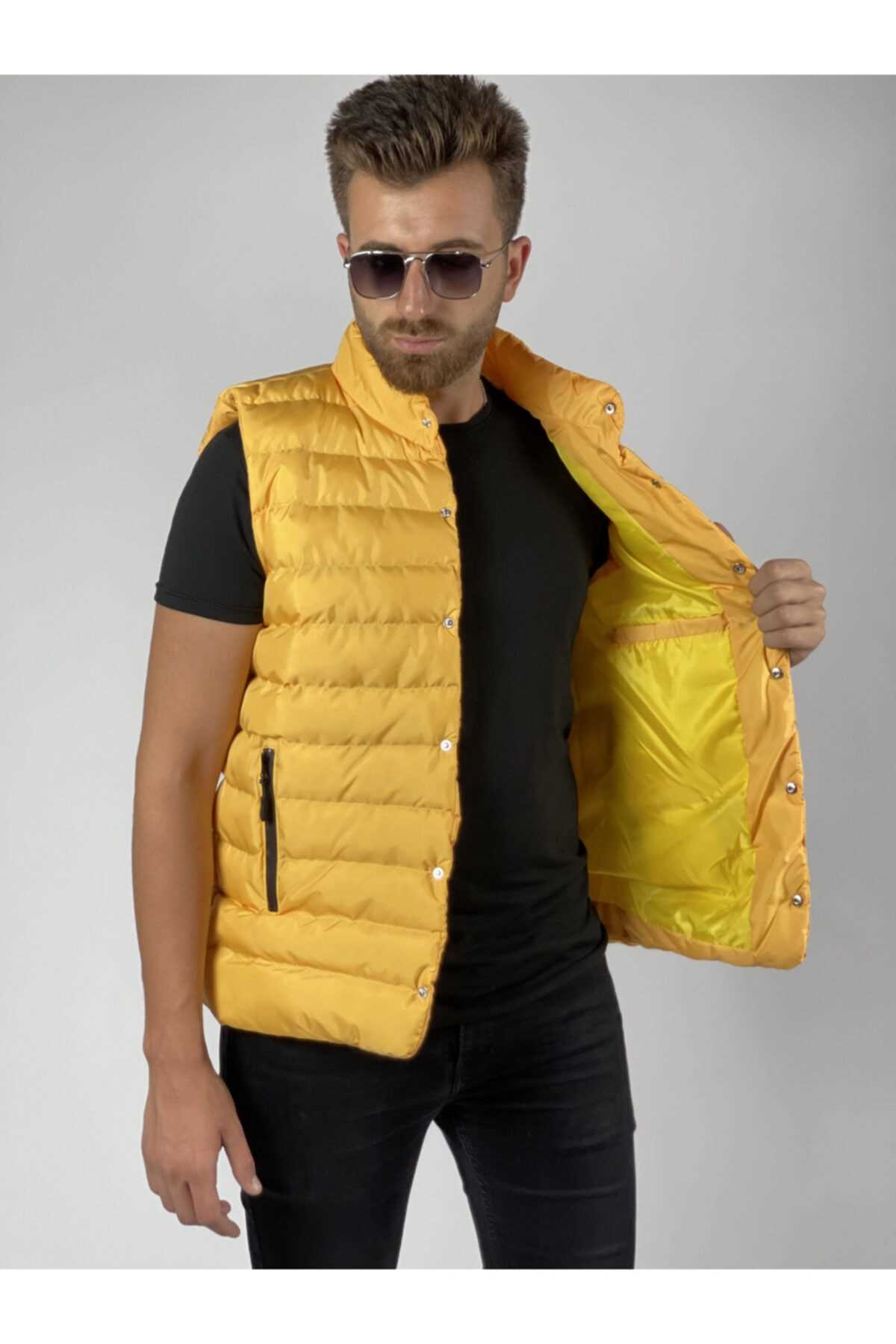 عکس جلیقه مردانه برند Gemelli Fashion رنگ زرد کد ty207840041