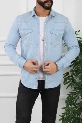 انواع پیراهن جین مردانه برند Giyimmoda آبی کد ty265250890