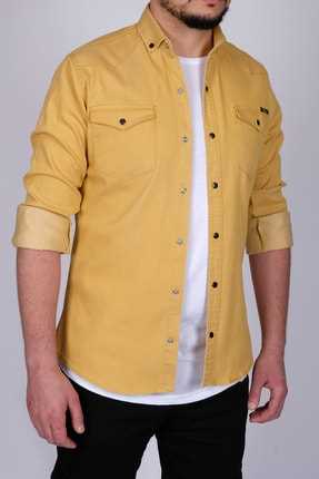 انواع پیراهن جین مردانه برند YXC رنگ زرد کد ty38997014