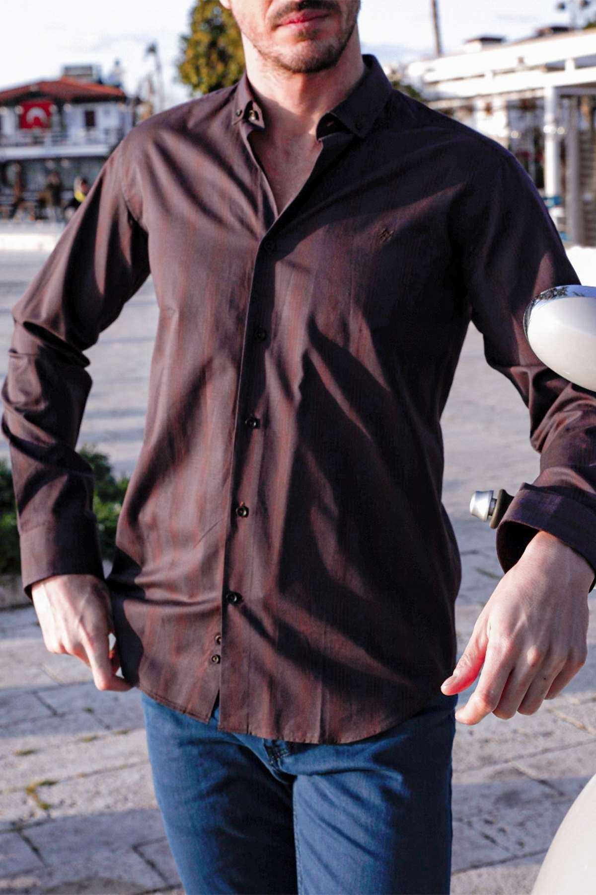 خرید انلاین پیراهن مجلسی مردانه ترک برند İgs رنگ قهوه ای کد ty40916051
