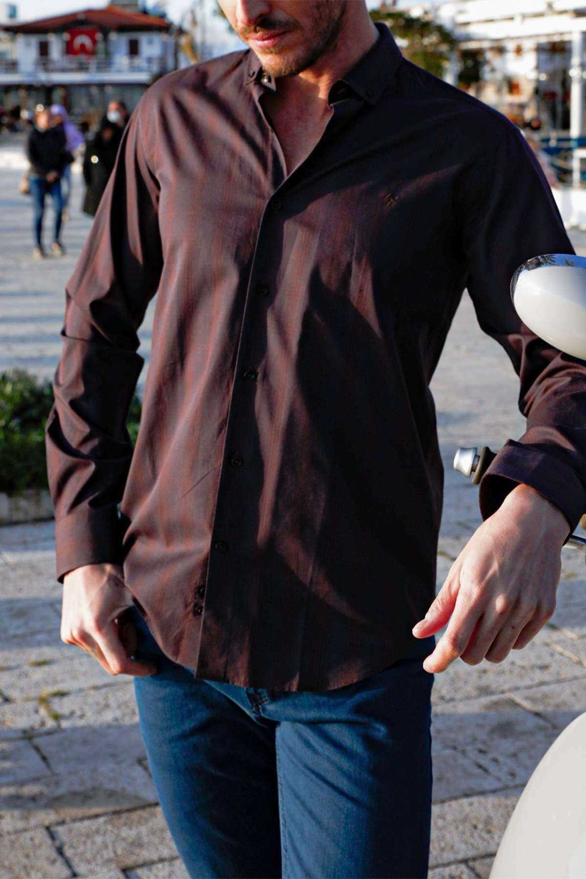 خرید انلاین پیراهن مجلسی مردانه ترک برند İgs رنگ قهوه ای کد ty40916051