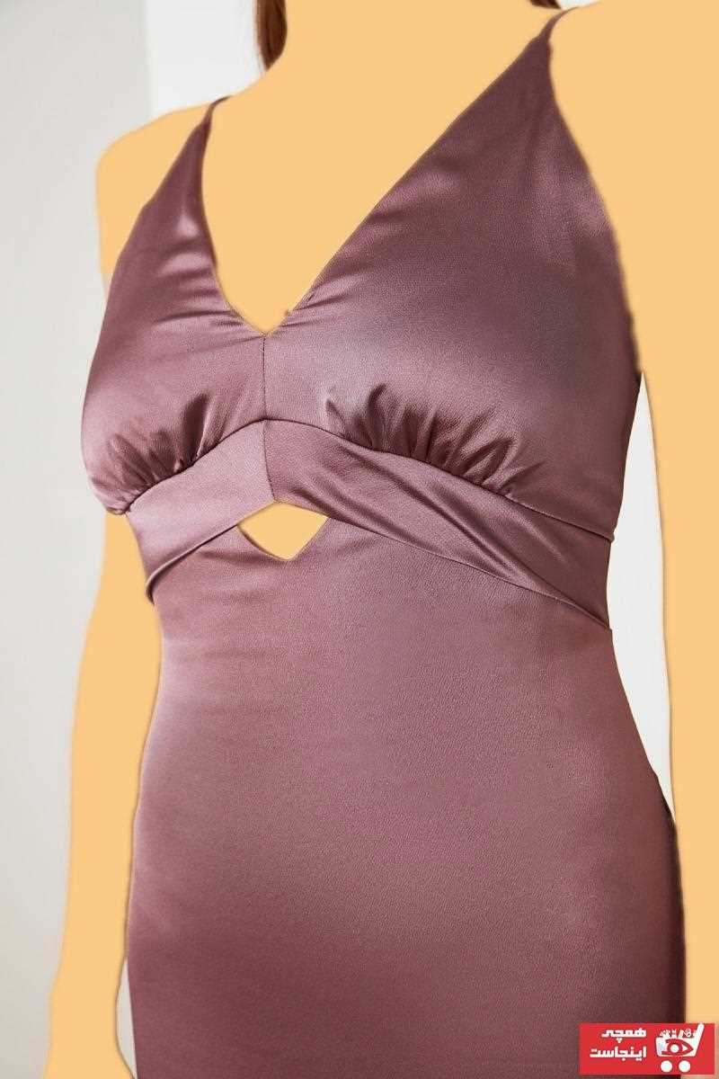 فروش پستی لباس شب زنانه شیک جدید برند ترندیول میلا ترک رنگ بنفش کد ty93665935