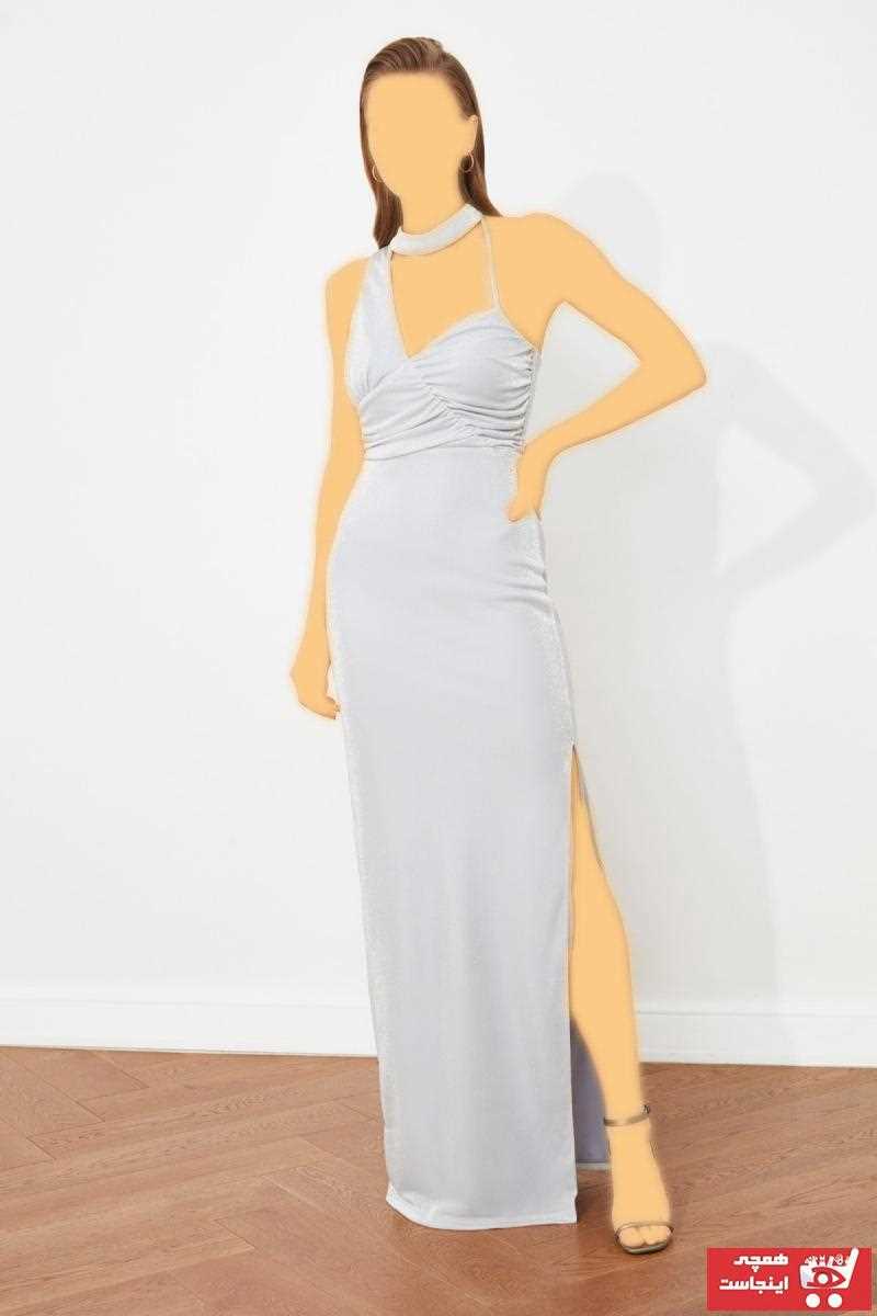 لباس شب زنانه برند ترندیول میلا ترک رنگ نقره ای کد ty97063510