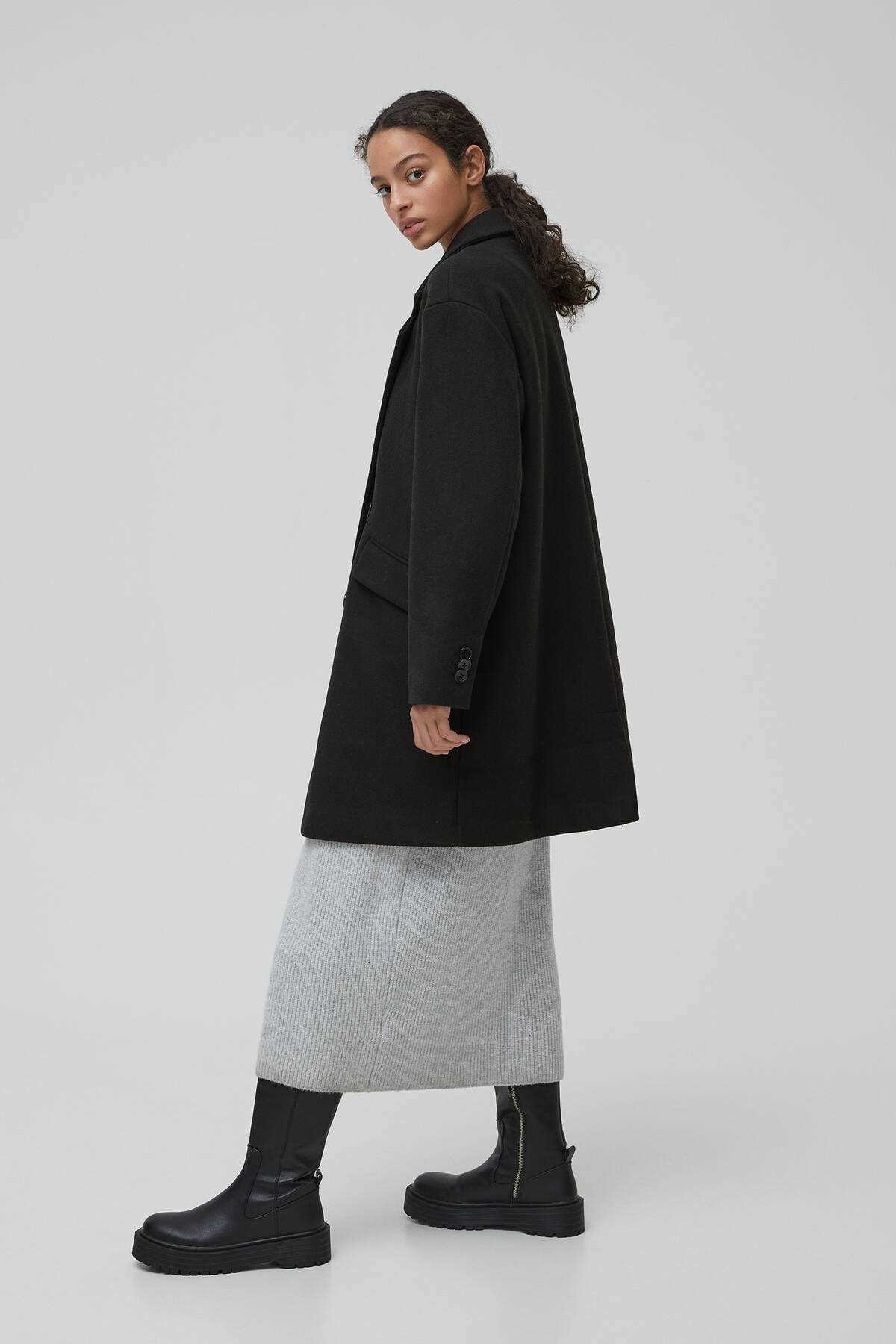 پالتو زمستانی زنانه برند Pull & Bear رنگ مشکی کد ty67129356