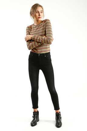 خرید اینترنتی شلوار جین زنانه شیک برند کولزیون رنگ مشکی کد ty3548851