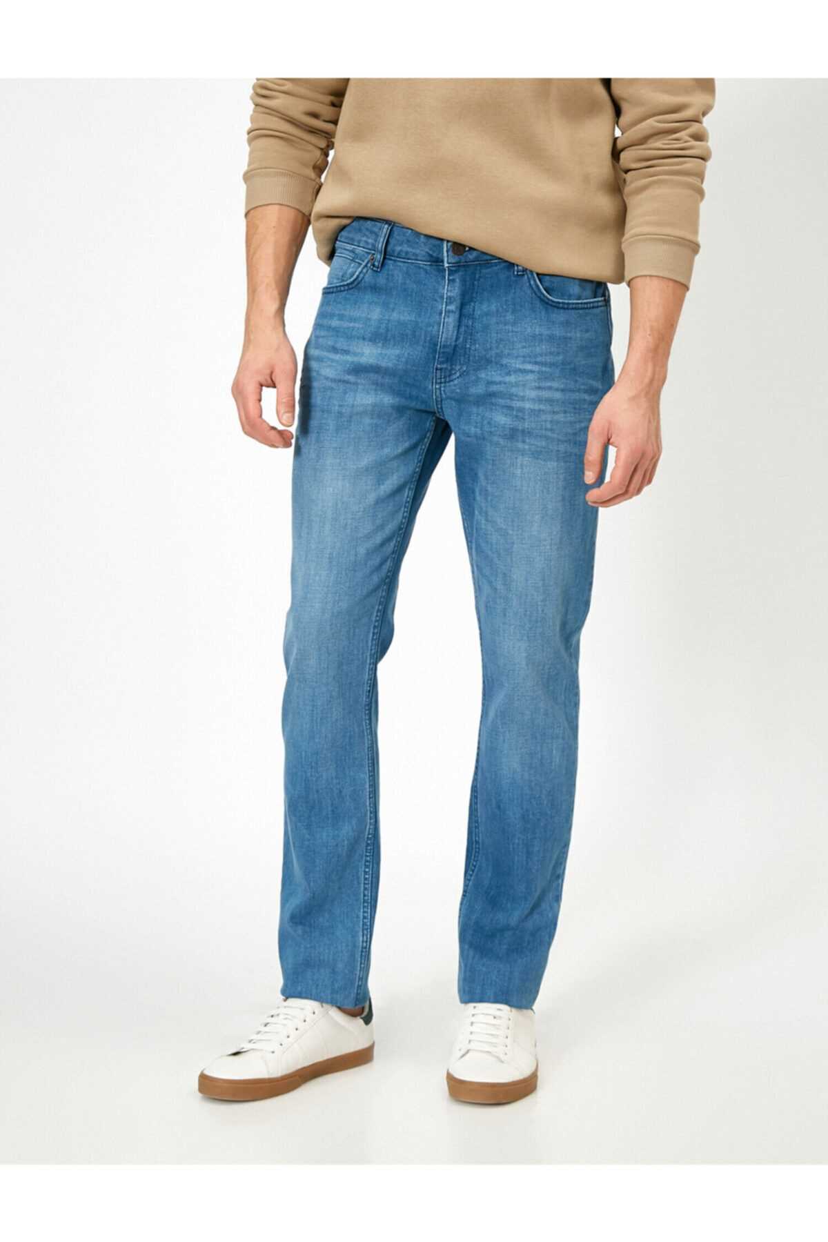 فروش انلاین شلوار جین مردانه برند کوتون رنگ نفتی ty36358150