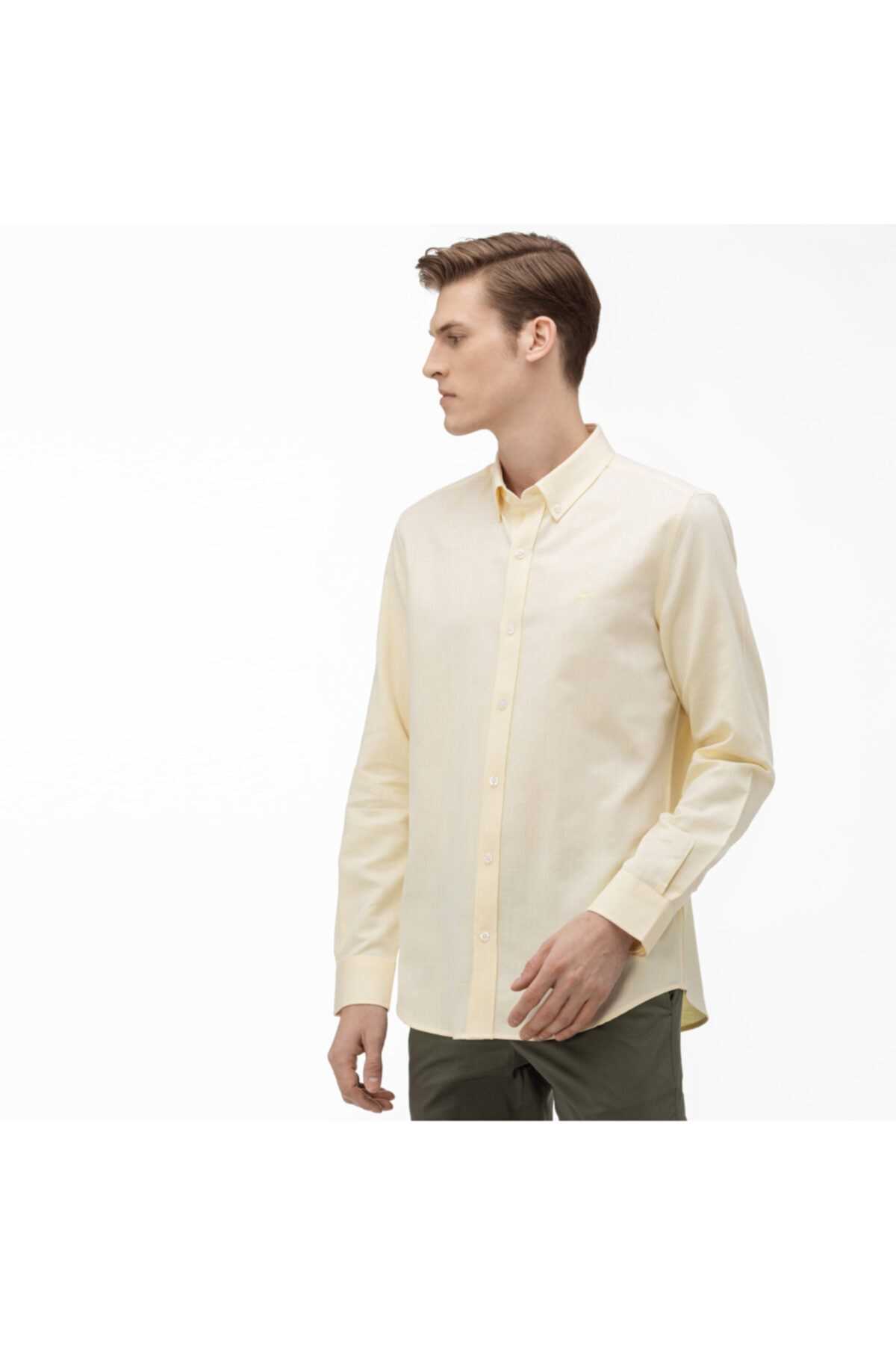 خرید ارزان پیراهن مردانه کلاسیک برند لاگوست رنگ زرد ty34809628