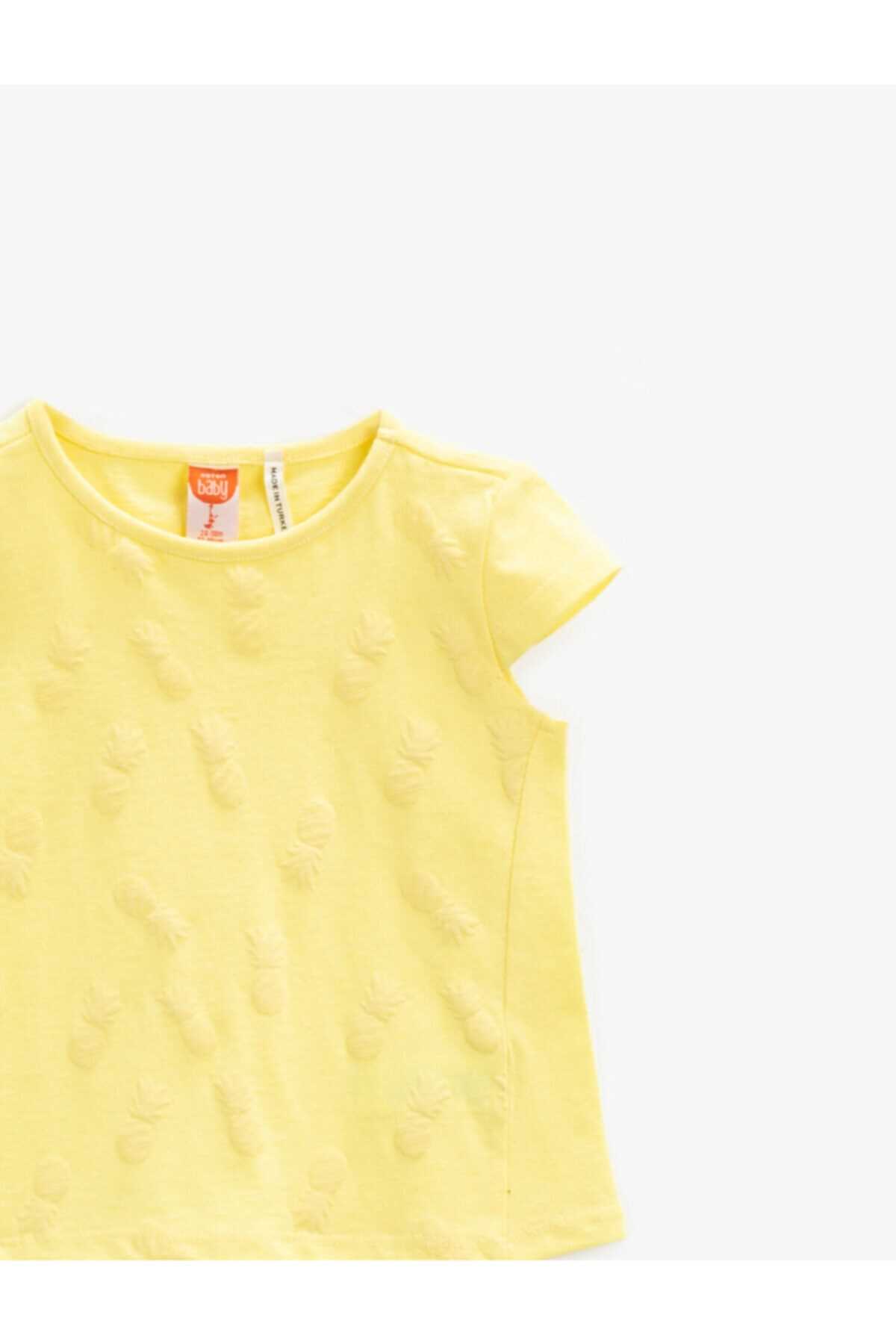 حرید اینترنتی تیشرت نوزاد دخترانه ارزان برند کوتون رنگ زرد ty93604571