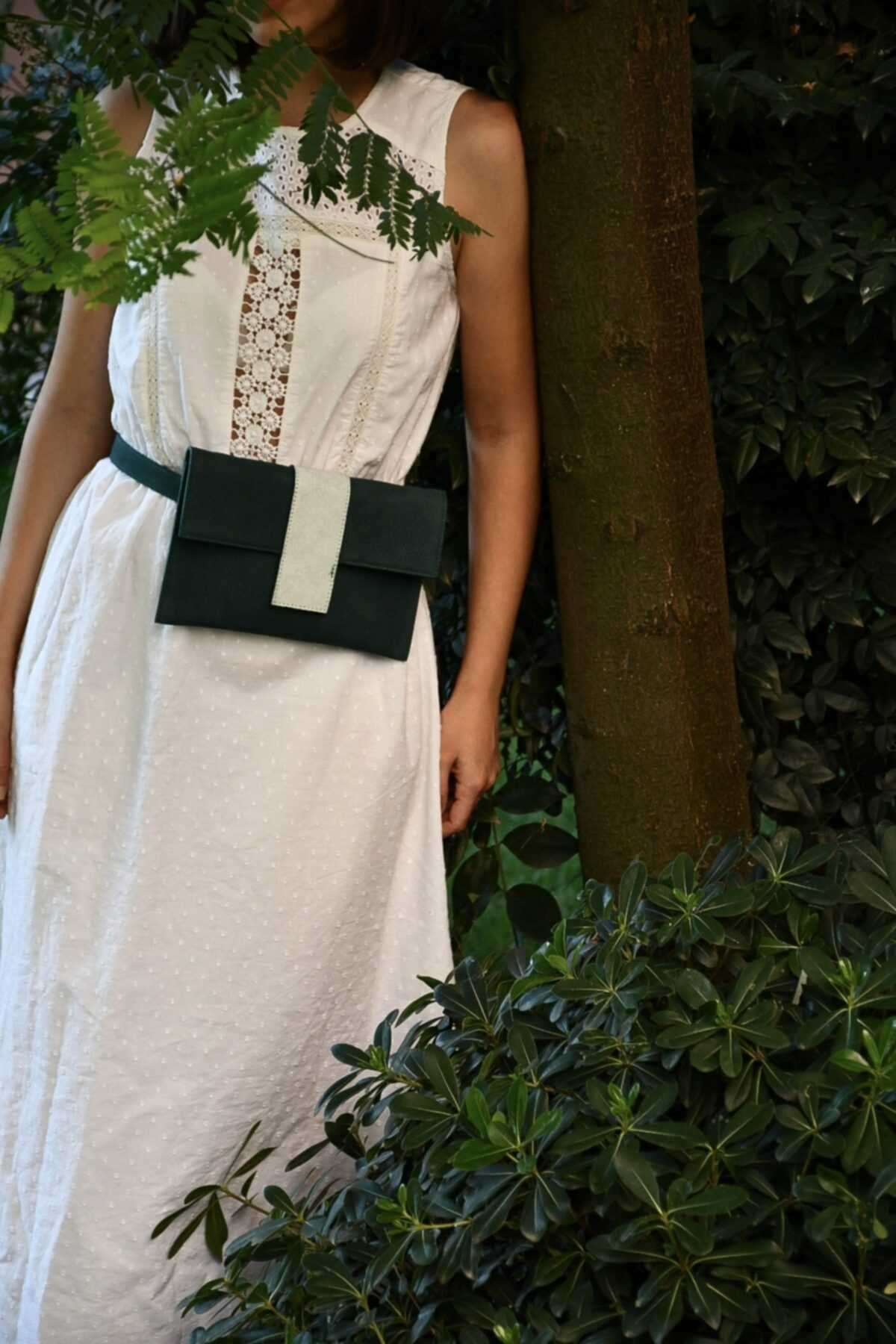 مدل کیف کمری چرم طبیعی زنانه برند Bonvien رنگ سبز کد ty55374349