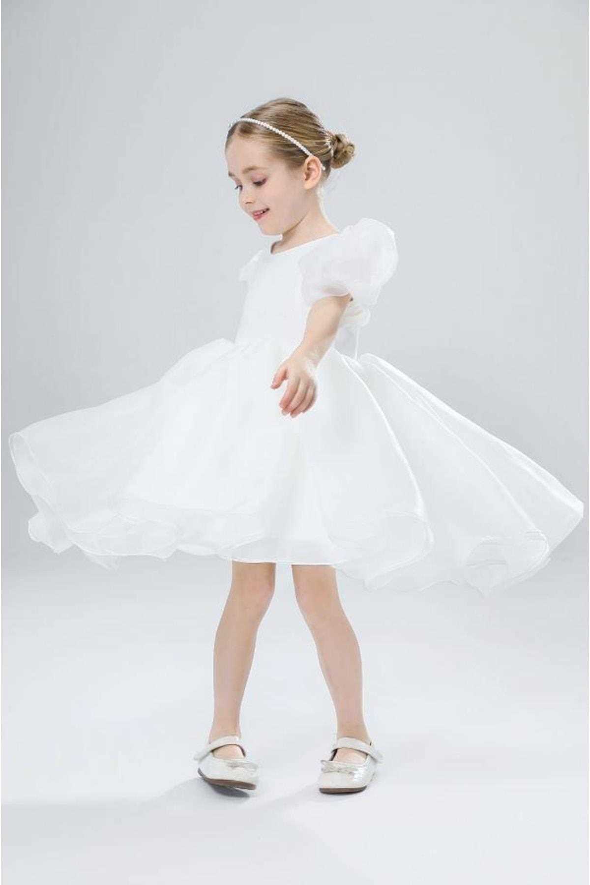 خرید اینترنتی لباس مجلسی خاص دخترانه شیک Mashotrend رنگ سفید ty313514606