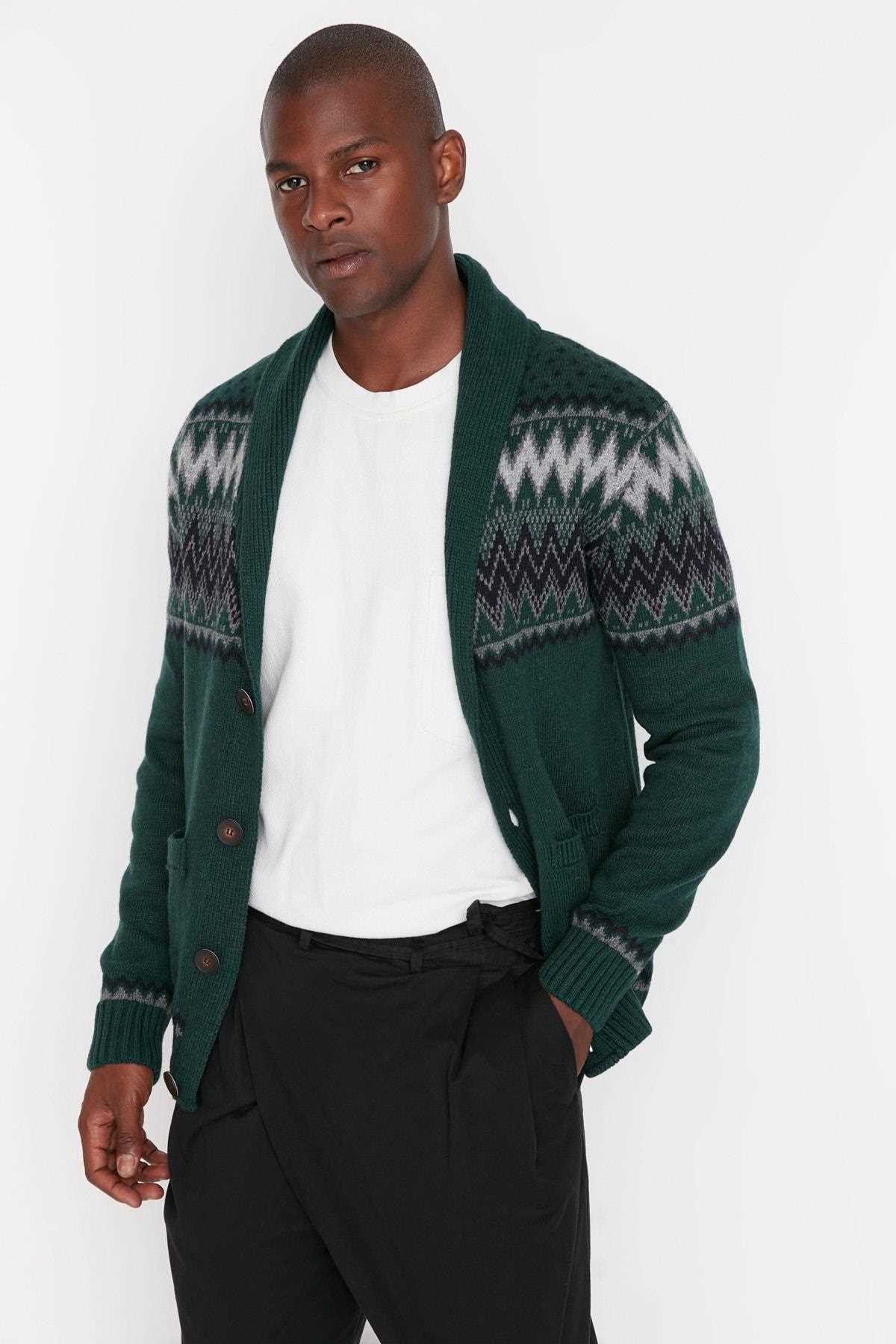 خرید ژاکت بافتنی مردانه ترک زیبا ترندیول مرد رنگ سبز کد ty247608262