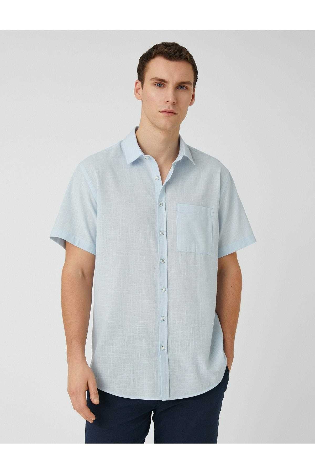 پیراهن آستین کوتاه مردانه از ارزانیه شیک Koton سرمه ای ty465343052