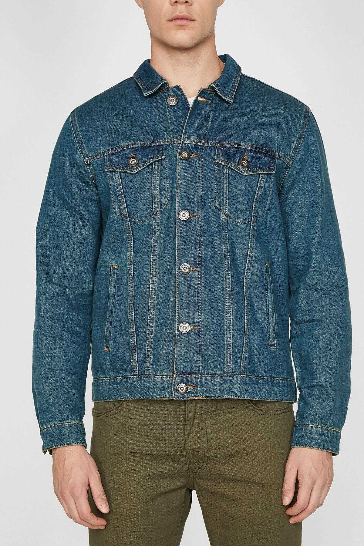 فروش انلاین ژاکت جین مردانه ارزان برند کوتون رنگ سبز کد ty4077411