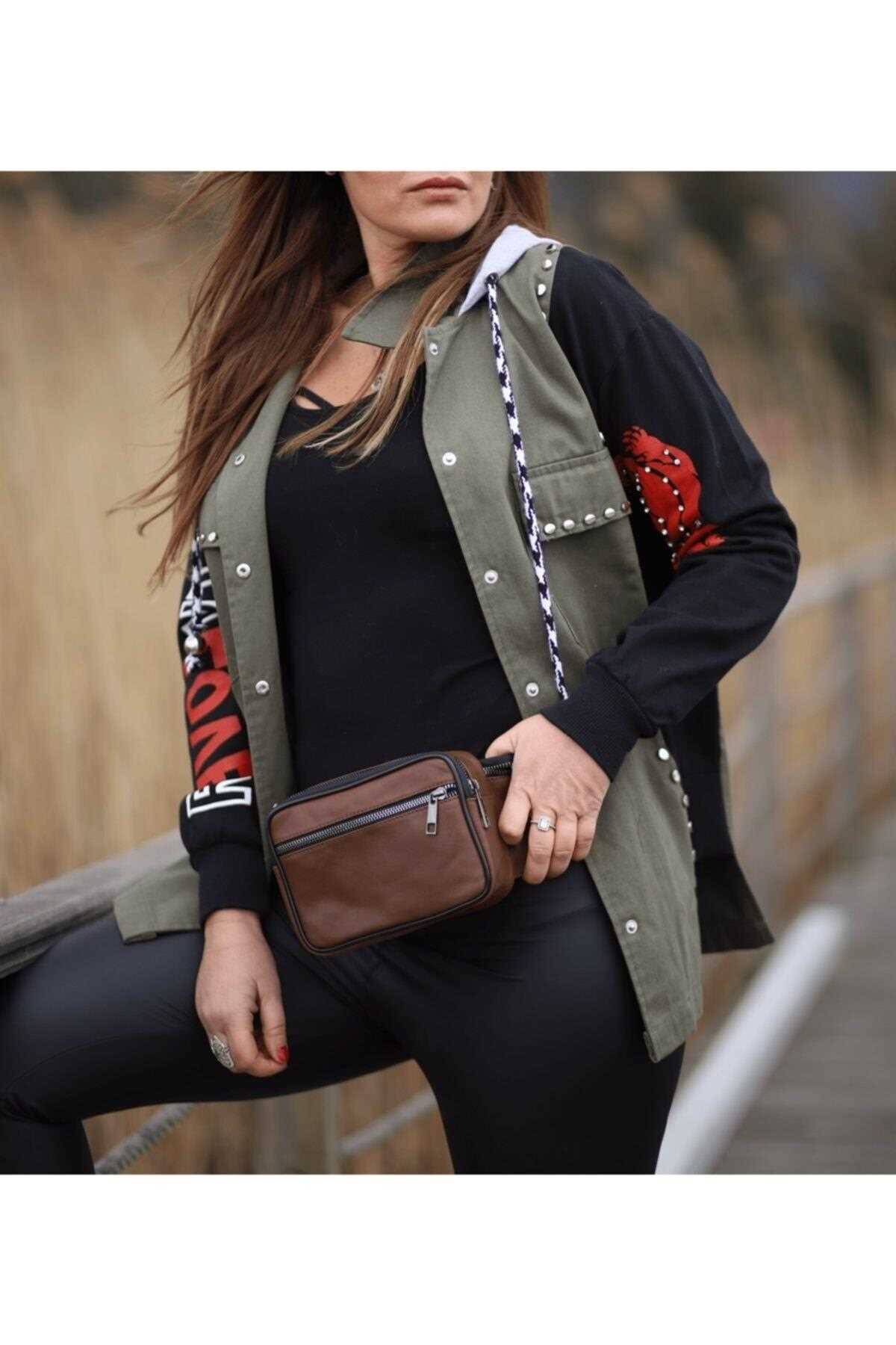 کیف کمری چرم طبیعی زنانه از ترکیه برند TULEİ رنگ قهوه ای کد ty107014055