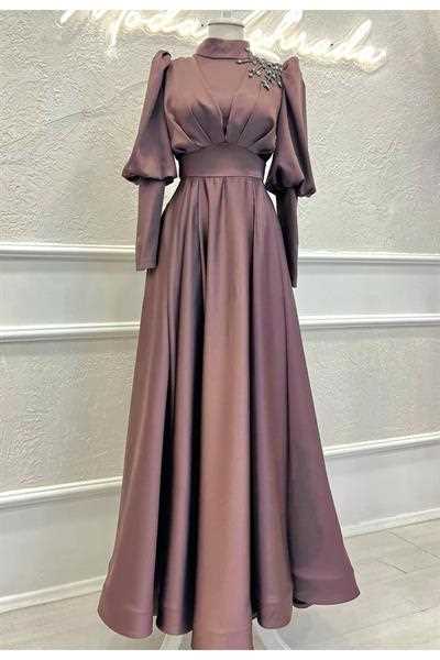 خرید لباس مجلسی پوشیده زنانه پاییزی شیک Hennin رنگ بنفش کد ty338986449
