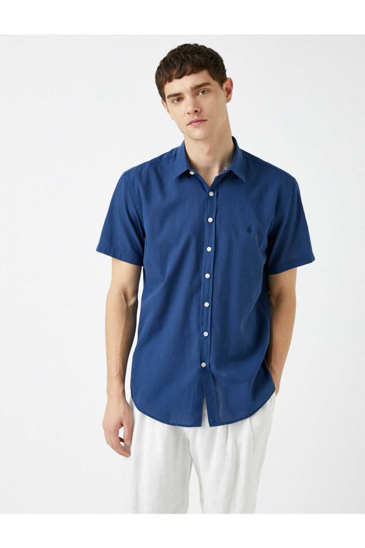 فروشگاه پیراهن مردانه تابستانی برند کوتون رنگ لاجوردی کد ty90105904